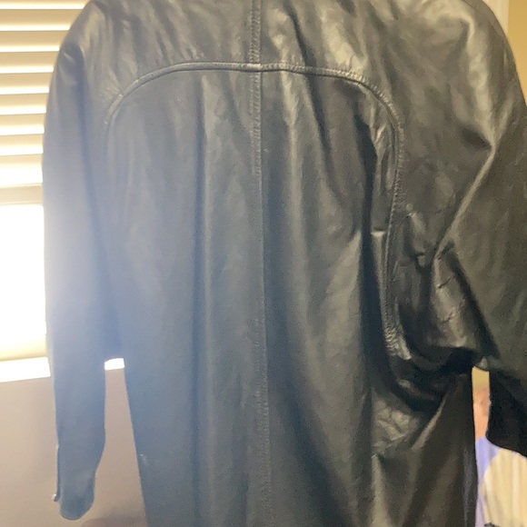 Black leather jacket by Danier. In great shape . Has shoulder pads - Picture 2 of 3